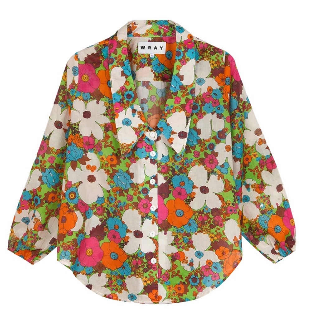 Wray NYC Nic retro shirt blouse, acid floral, sz 5x 5xl